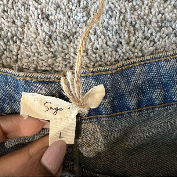 NWT! SAGE + FIG Star Wide Leg Barrel Mid Rise Women’s Jeans with Pockets Size L - Picture 5 of 12